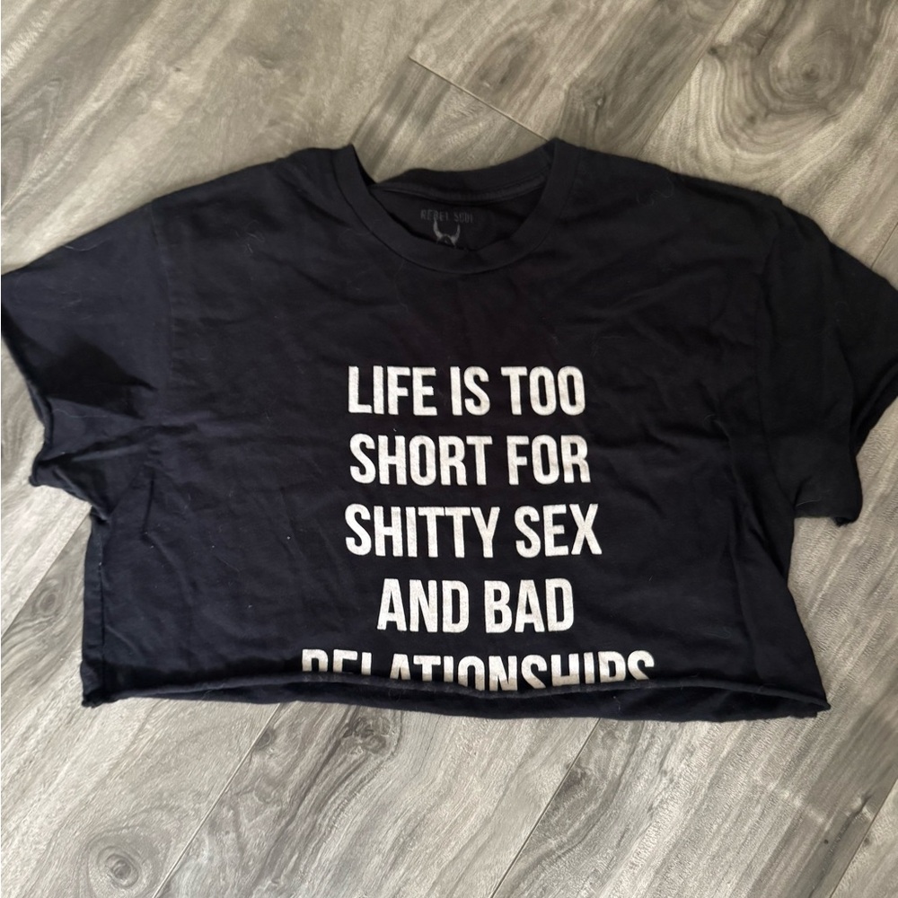 Black Graphic Crop Top